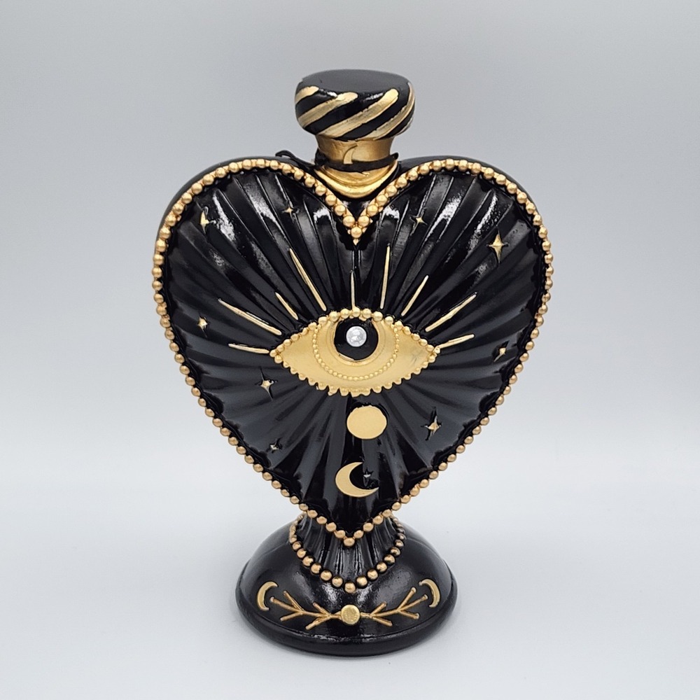 Black & Gold Evil Eye Heart Potion Figure Halloween Gothic Spooky 9.5" Celestial